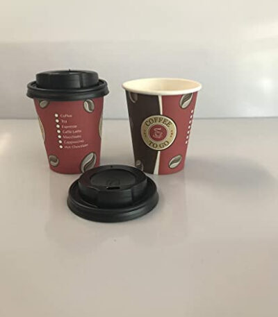 goblet en carton avec couvercle (café noir) 100pcs